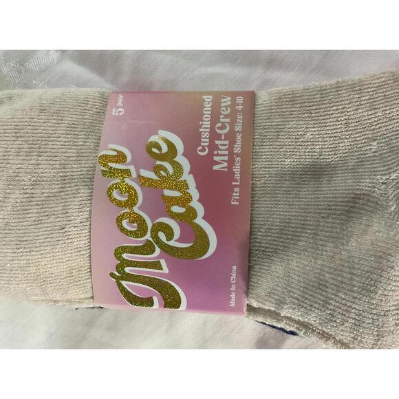 Moon Cake cushioned mid-crew socks 5 pair NWT - Picture 6 of 7